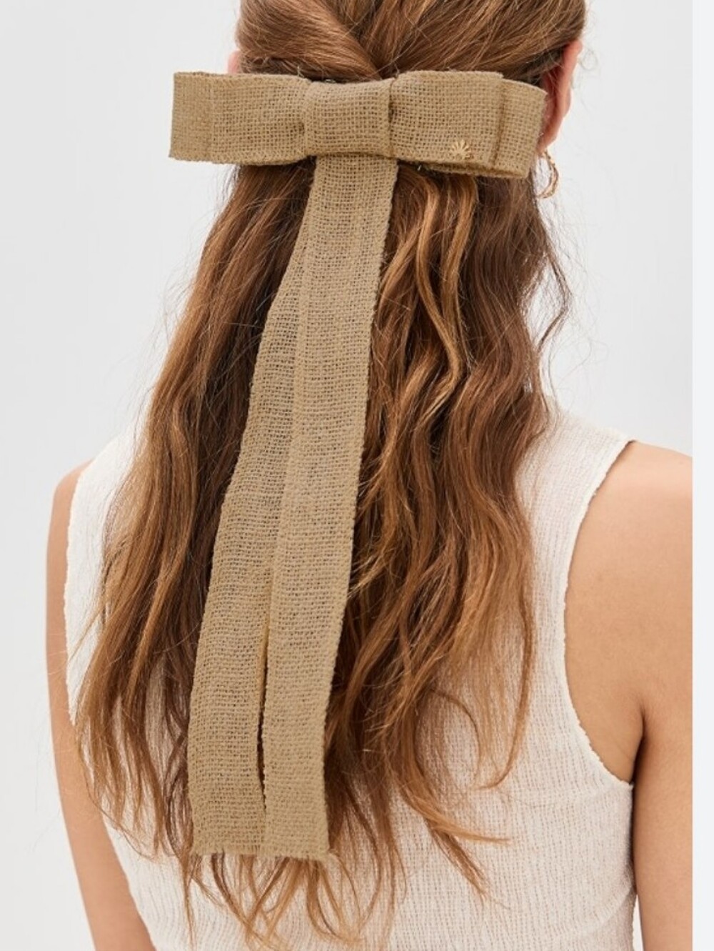NWT Lele Sadoughi Natural Raffia Jane Bow Barrette